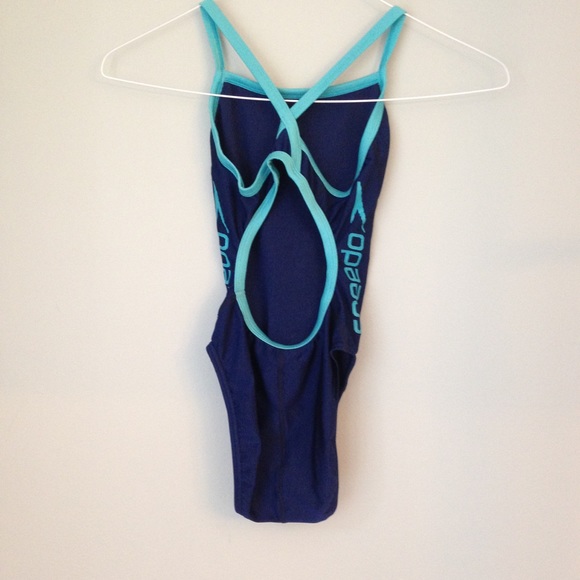 Speedo Girl's Solid Logo Flyback Swimsuit 28 - Picture 2 of 5